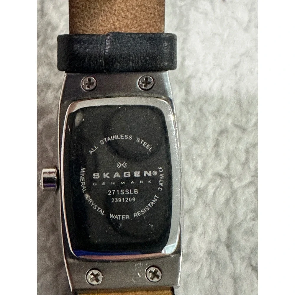 Skagen Denmark Women's Black Stainless Steel Leather Strap‎ Watch 271SSLB